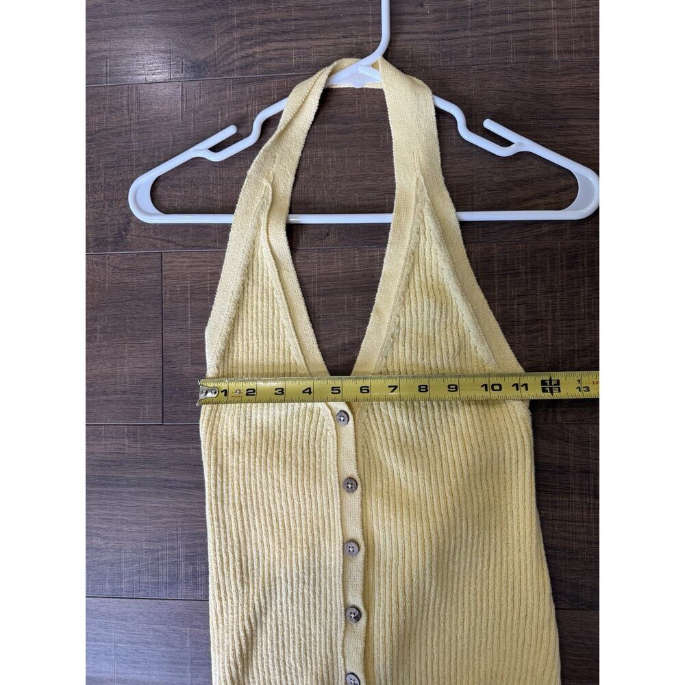 FREE PEOPLE Sweater M/L FP BEACH Basketweave Halter Yellow Women’s Boho - Picture 6 of 6